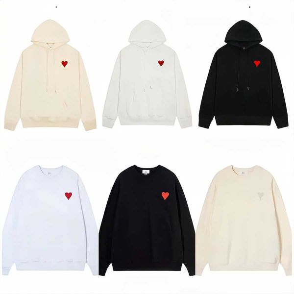 hoodie male and female designers amis paris hooded highs quality sweater embroidered red love winter round neck jumper couple sweatshirts yt, Black